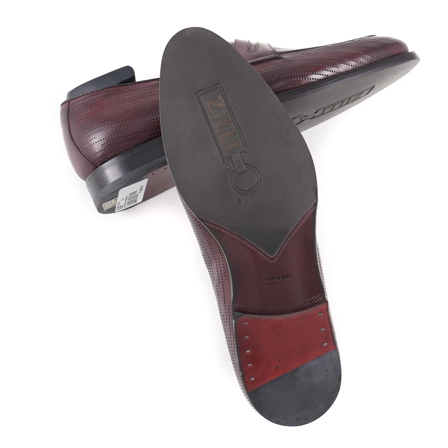 Mocassins Zilli en cuir de veau bourgogne