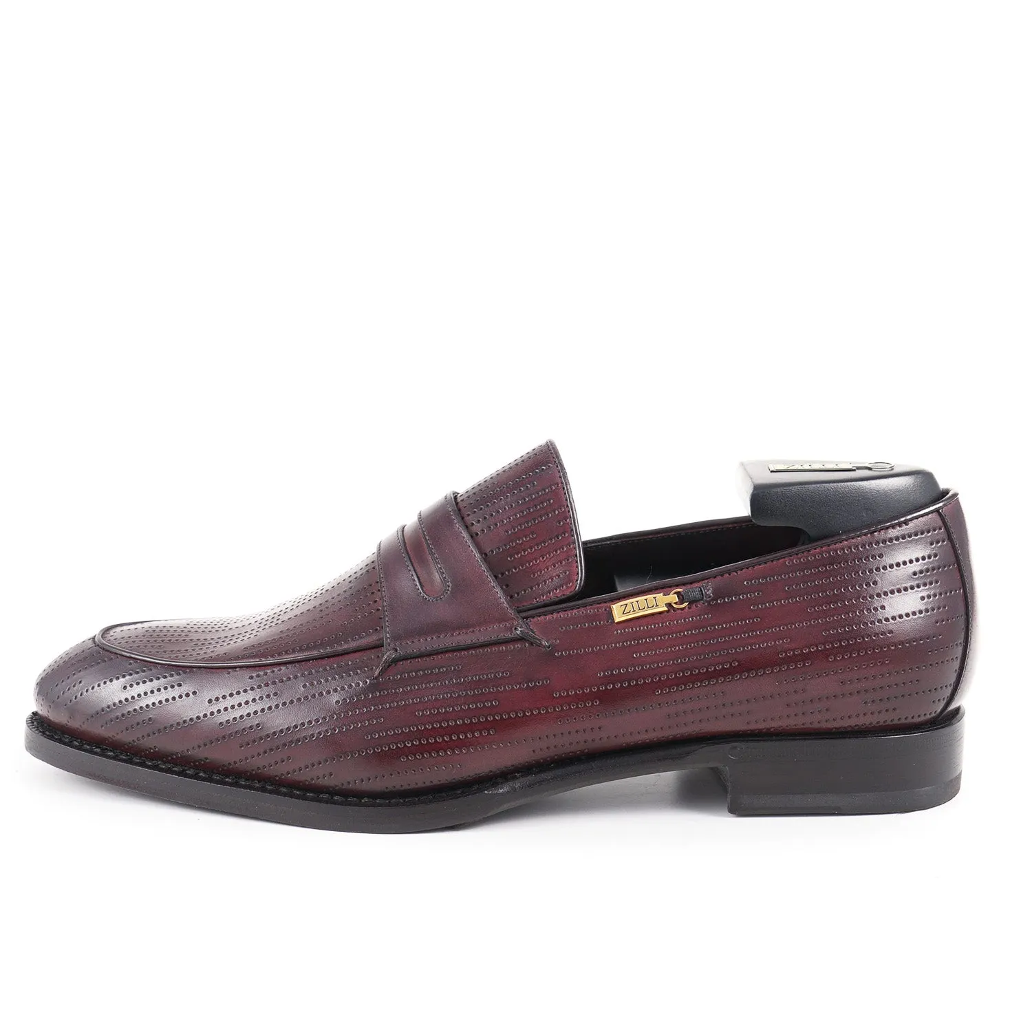 Mocassins Zilli en cuir de veau bourgogne
