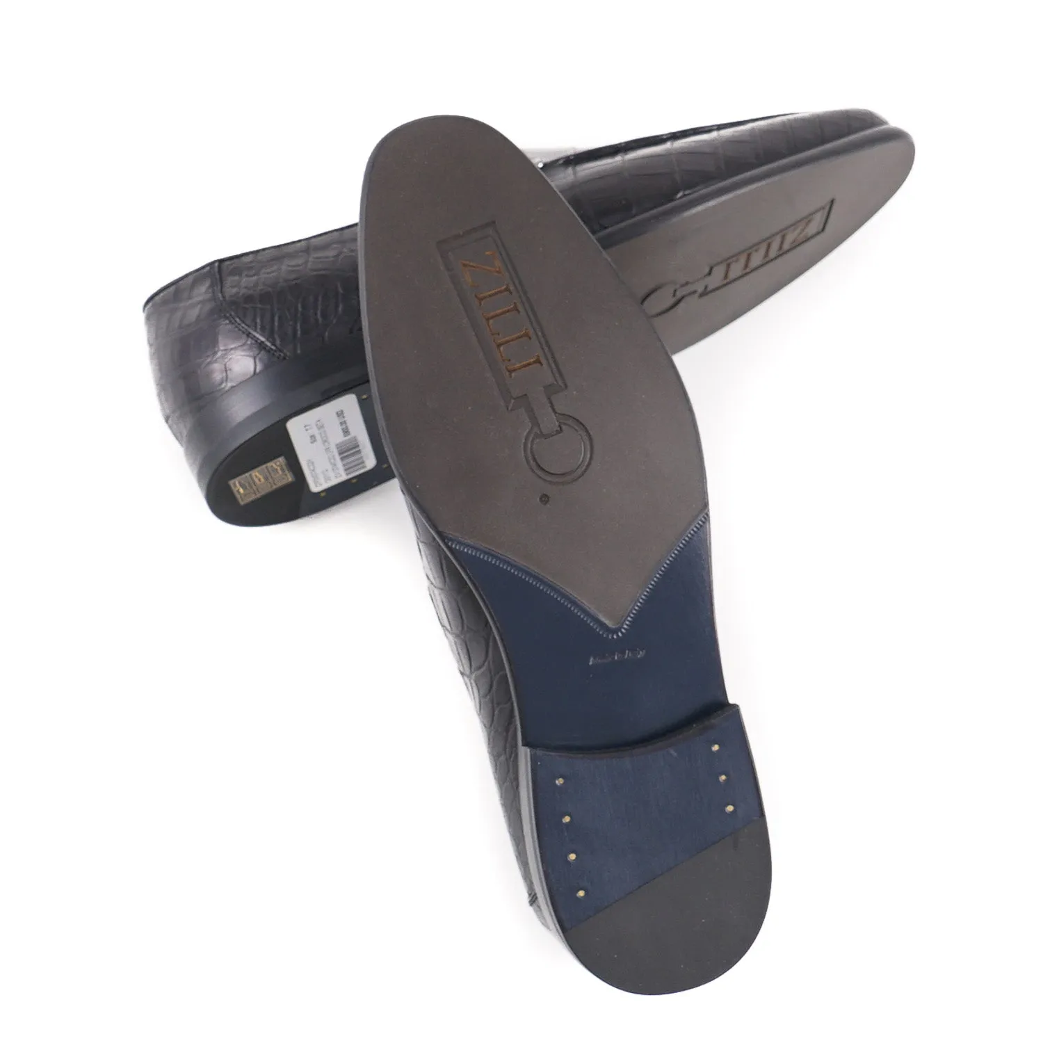 Zilli Mocassins en Crocodile Plein Noir Satin Vêtements_Zilli