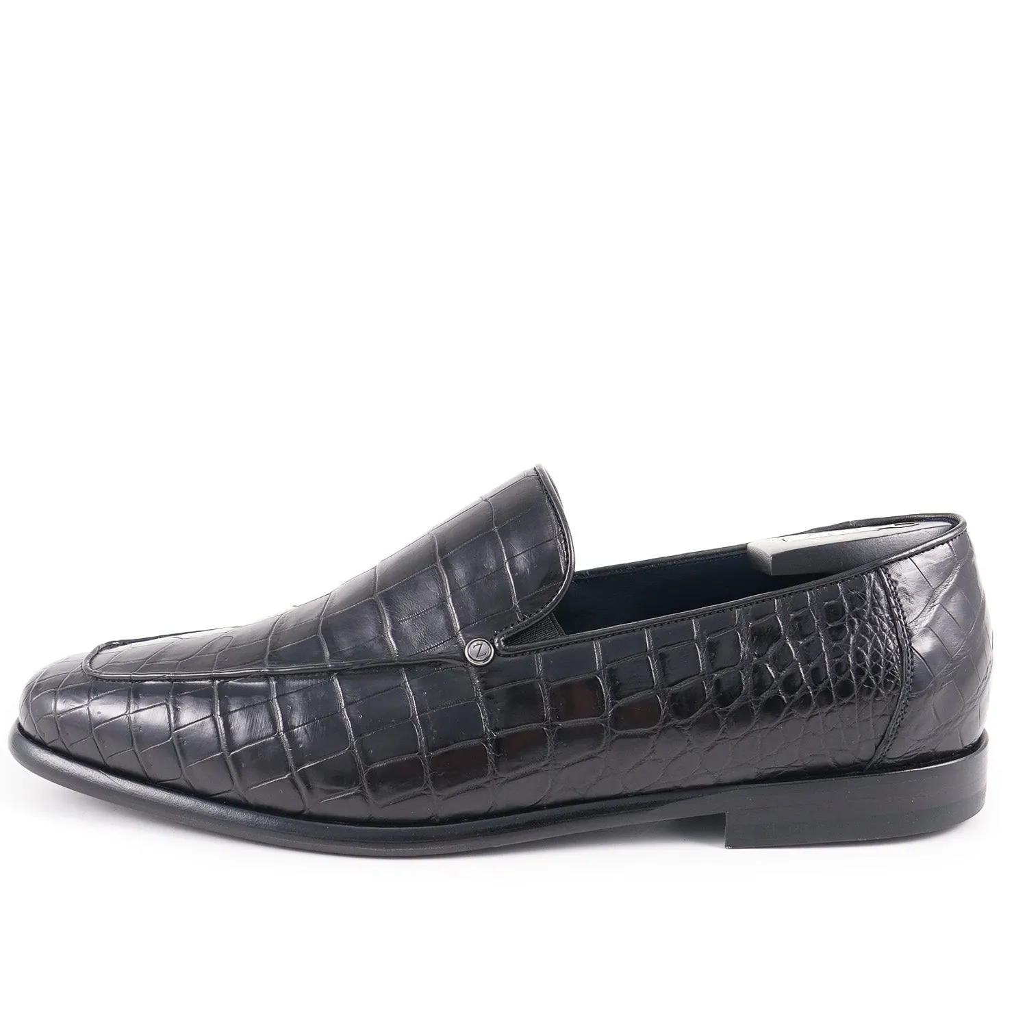 Zilli Mocassins en Crocodile Plein Noir Satin Vêtements_Zilli