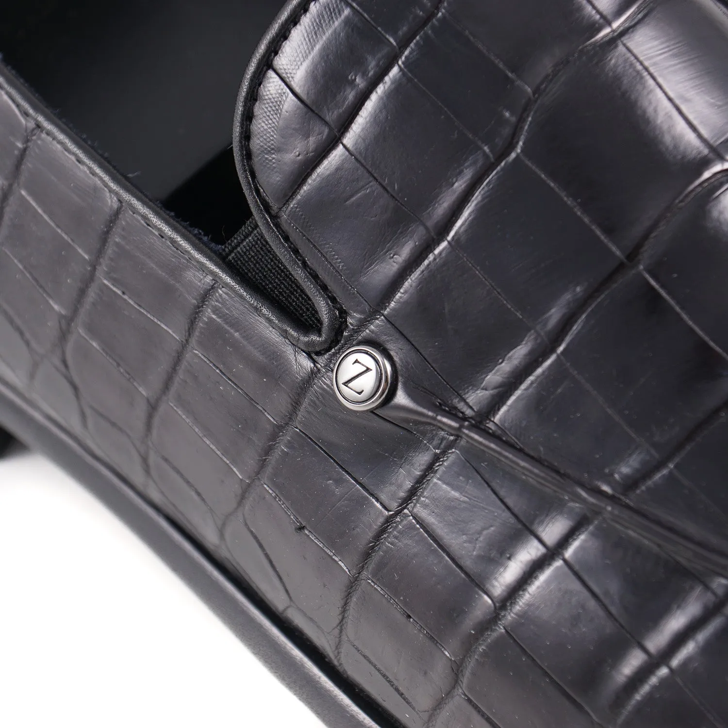 Zilli Mocassins en Crocodile Plein Noir Satin Vêtements_Zilli