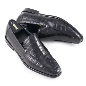 Zilli Mocassins en Crocodile Plein Noir Satin Vêtements_Zilli