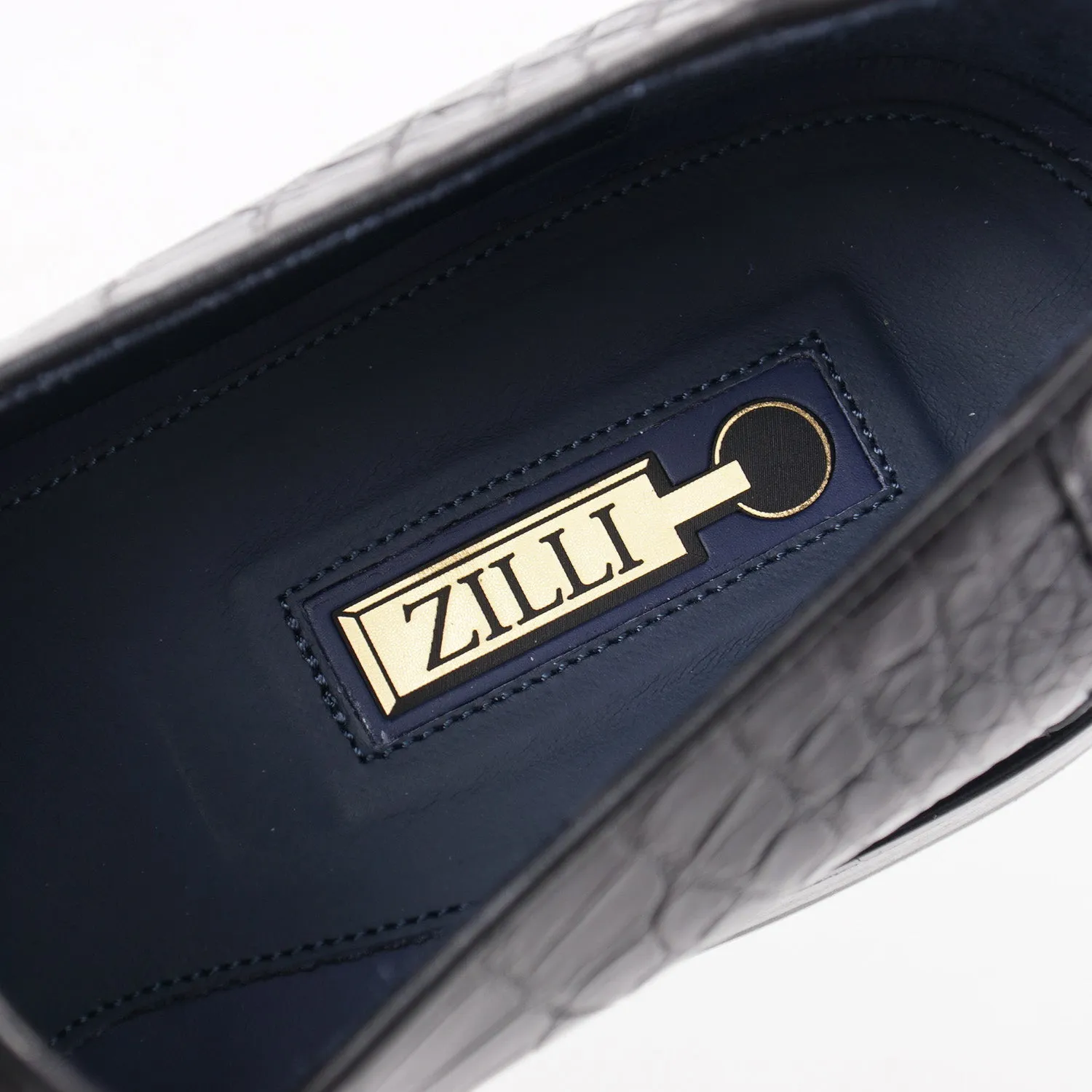 Zilli Mocassins en Crocodile Plein Noir Satin Vêtements_Zilli